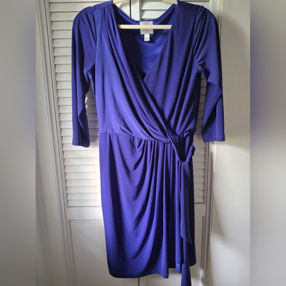 Maggy London Deep Blue Long Sleeve Wrap Dress
